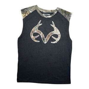 Realtree Men’s Sleeveless Graphic T-Shirt Large 42/44 – Camo Deer Antler Logo